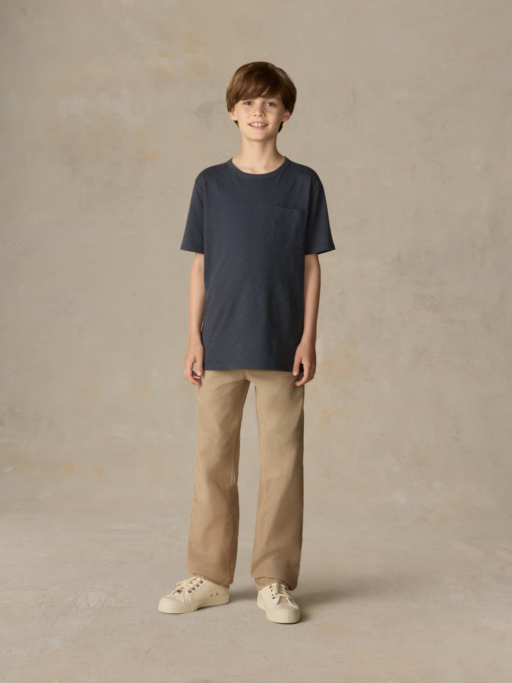 Big Kids Sunwashed Regenerative Pocket Tee - Dune Navy
