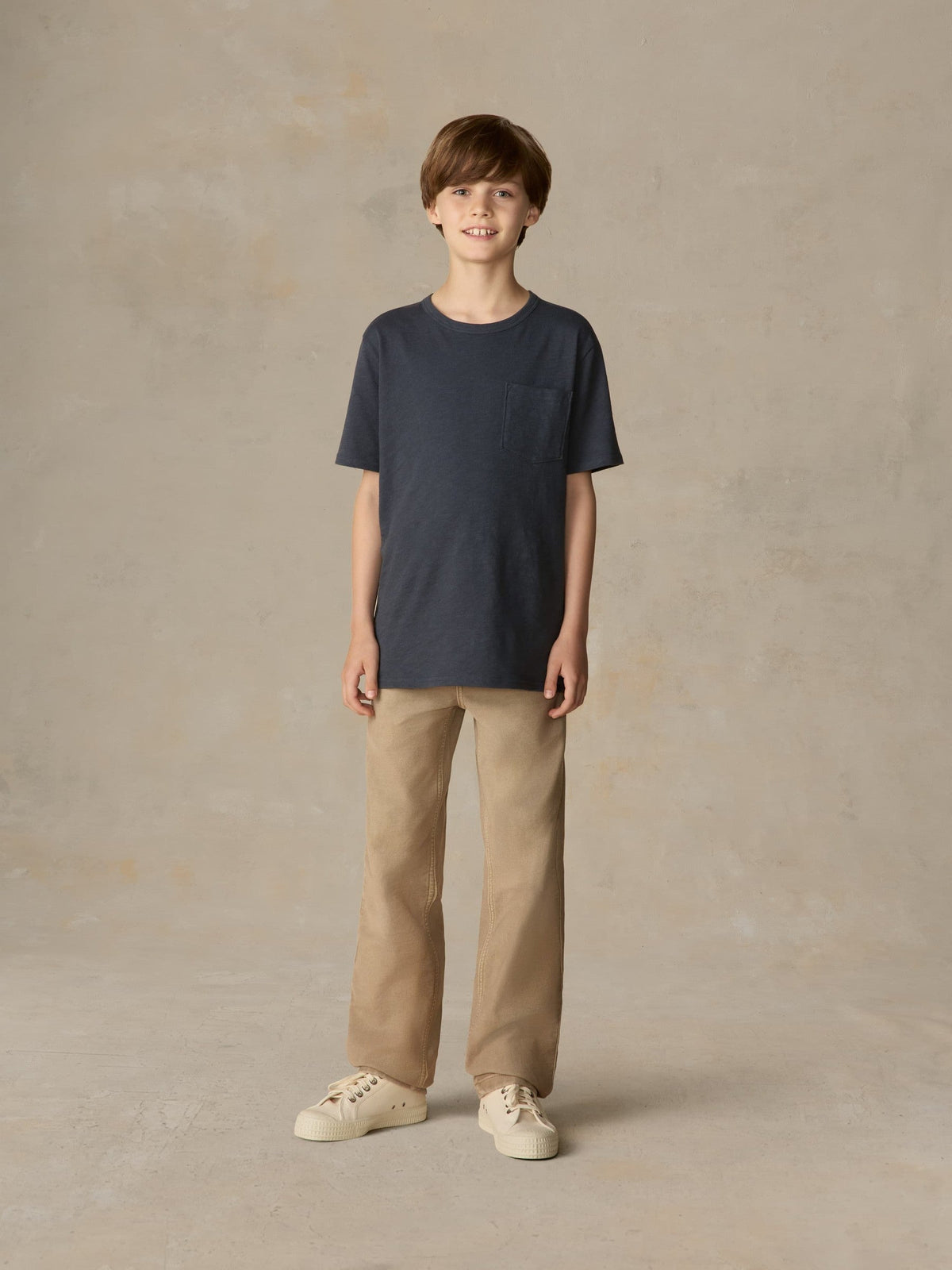 Big Kids Sunwashed Regenerative Pocket Tee - Dune Navy