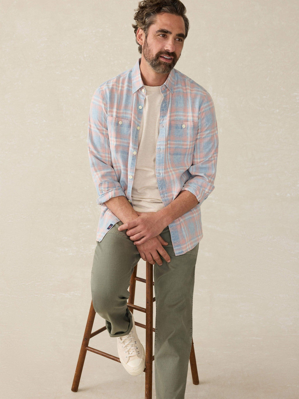 Tried & True Chambray Workshirt - Coral Bay Plaid