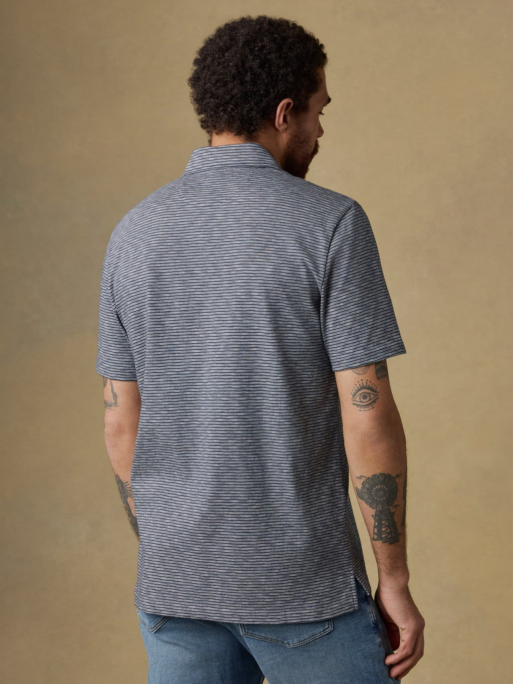 Sunwashed Tee Polo - Dune Stripe Navy