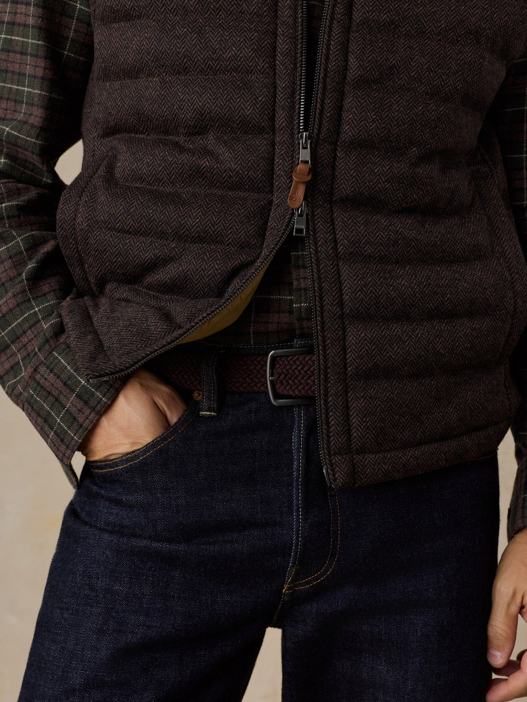 Teton Valley Vest - Brown Herringbone