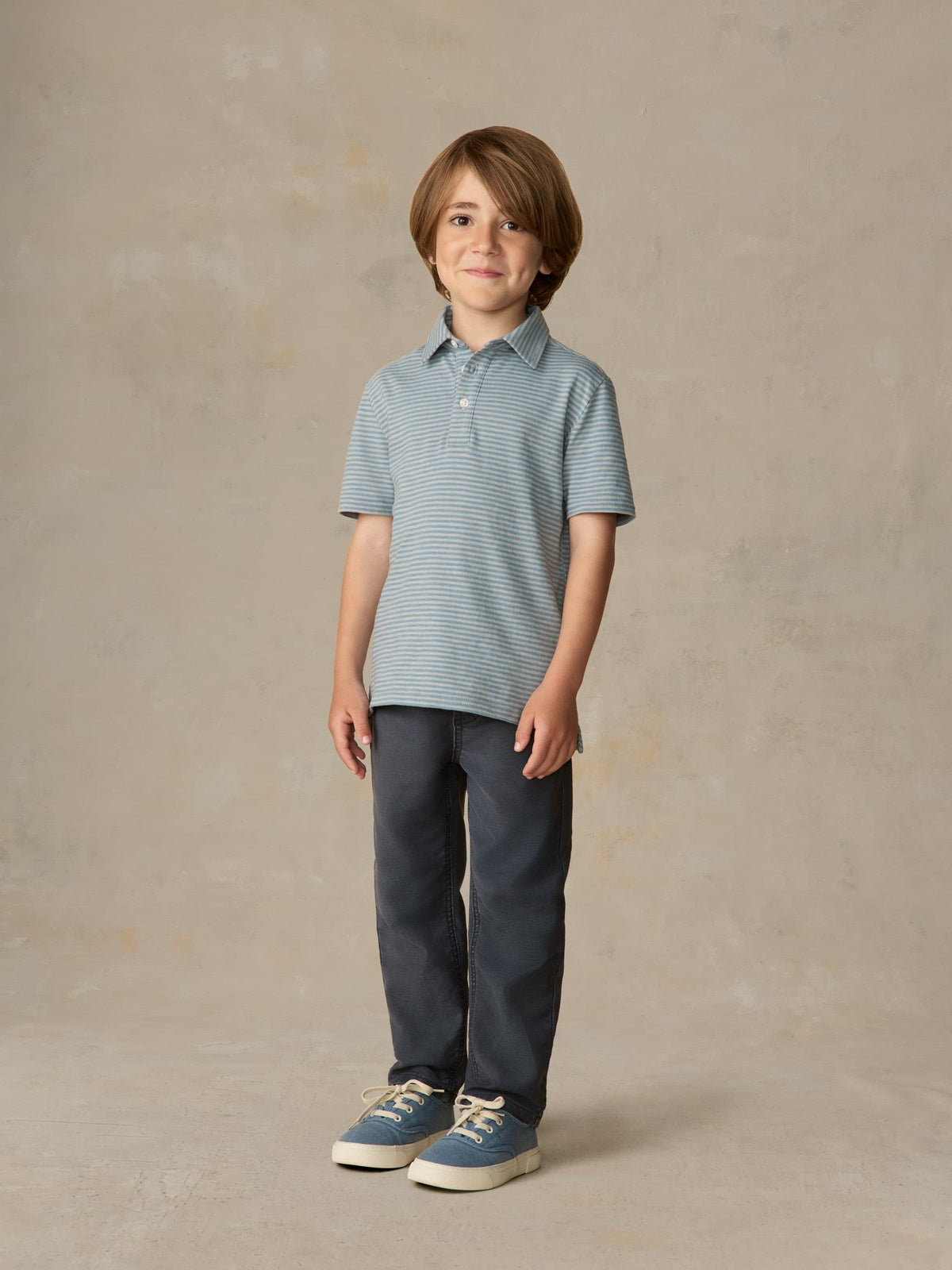 Little Kids Sunwashed Striped Tee Polo - Mountain Wind Stripe