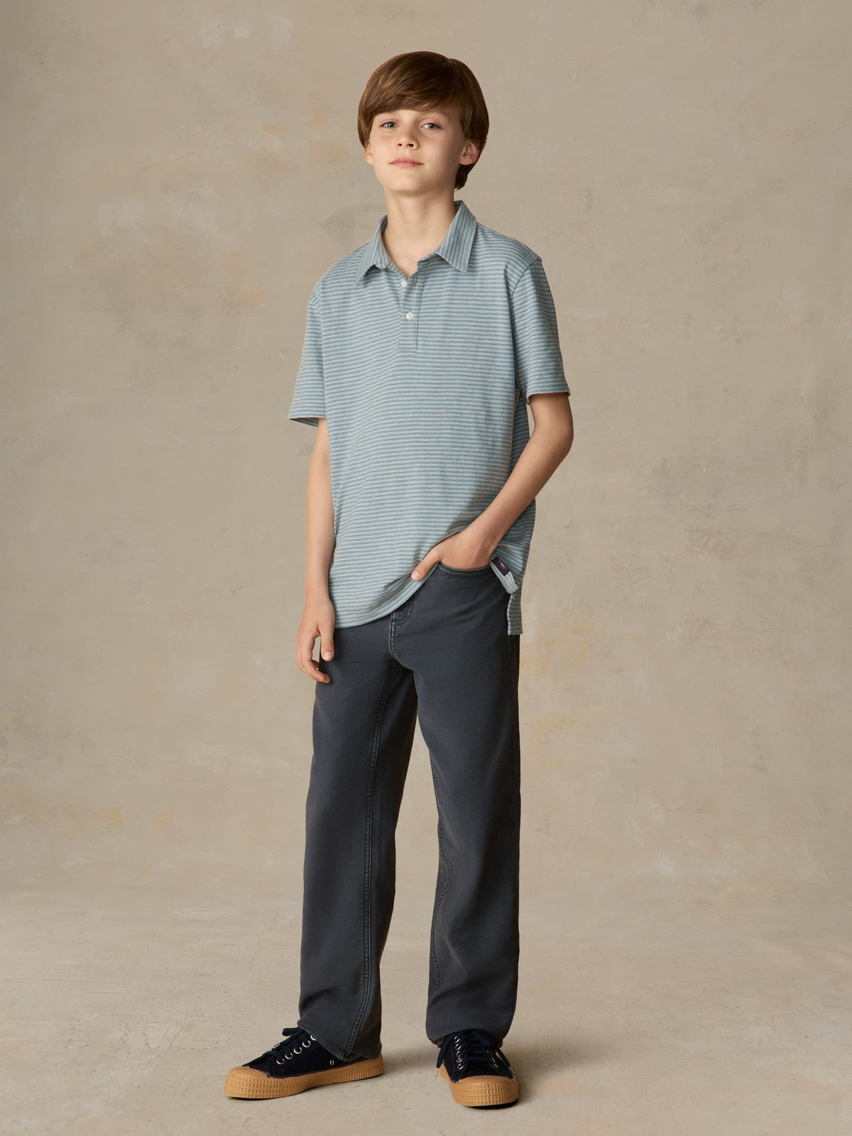 Big Kids Sunwashed Striped Tee Polo - Mountain Wind Stripe