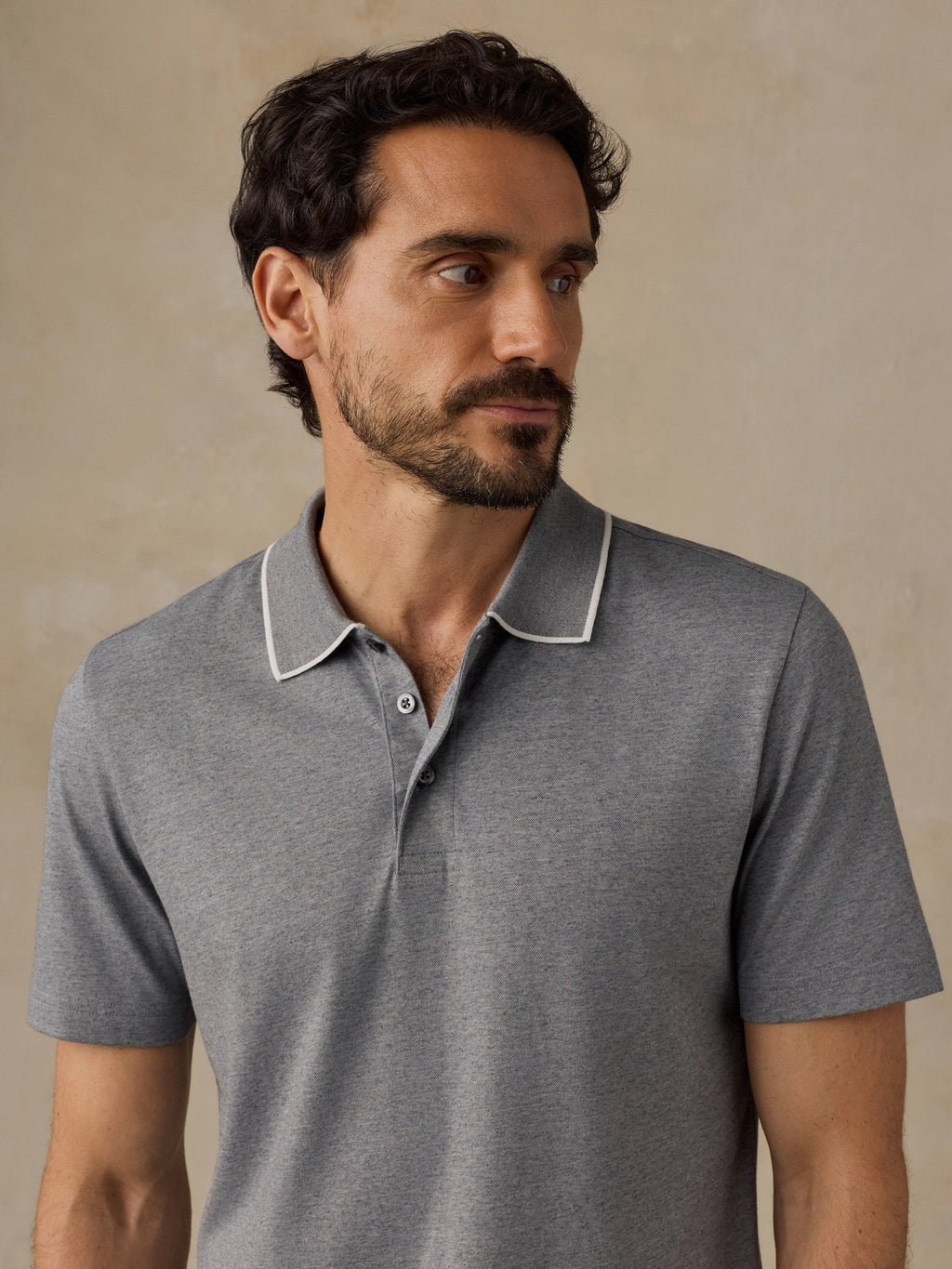 Short-Sleeve Movement Pique Polo - Snowy Rock Melange