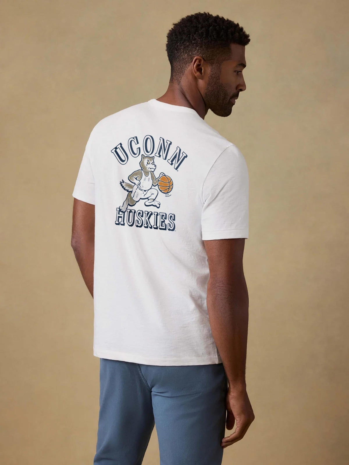 University of Connecticut Sunwashed Regenerative Pocket Tee - White